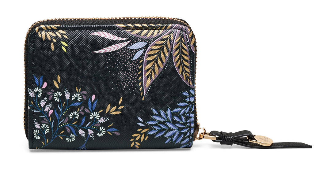 Sara Miller Zip Purse: Black Botanic / Small