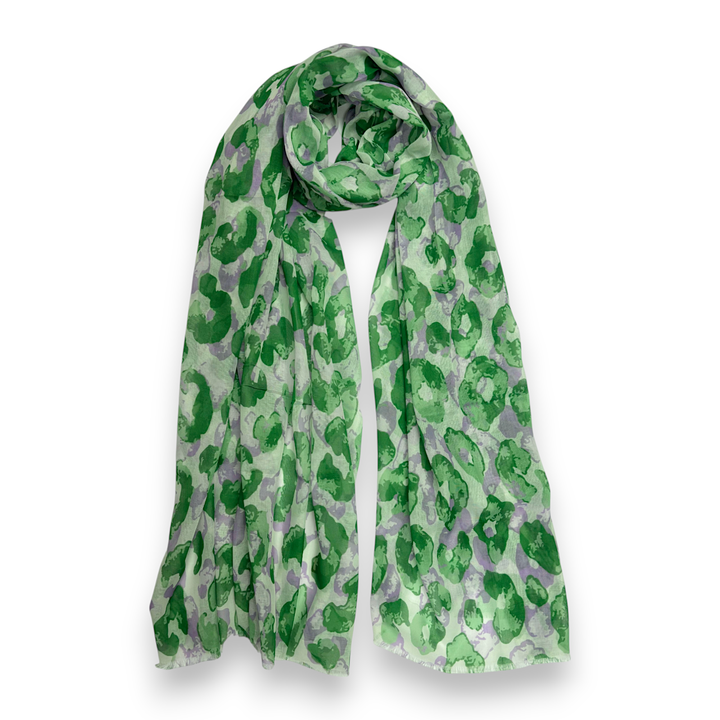 Lili Scarves Summer Leopard Print Scarf: Green