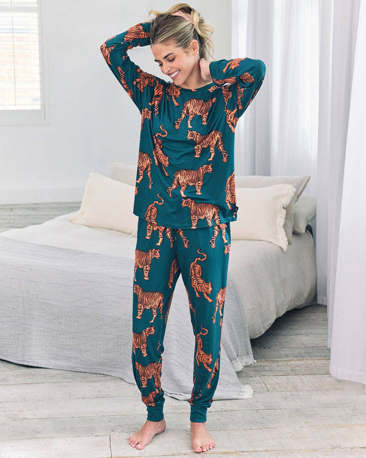 Tiger Print Long Pyjama Set: UK 6 by