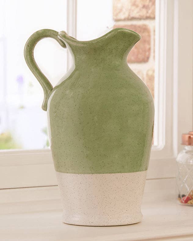 Green and White Two Tone Jug Vase