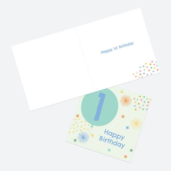 Kids Birthday Card - Boys Balloons Age 1