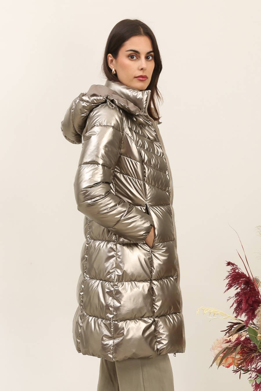 Priya Mid Length Puff Jacket Gold