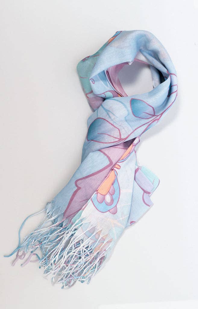 Butterfly Fringe Scarf | A04: Cornflower