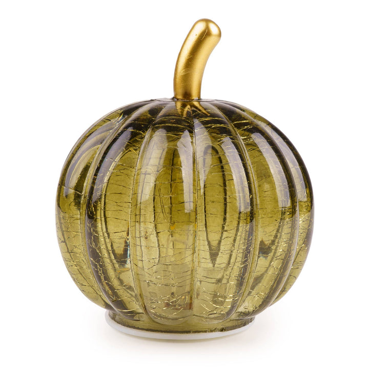 Small LED Glass Pumpkin - Green
