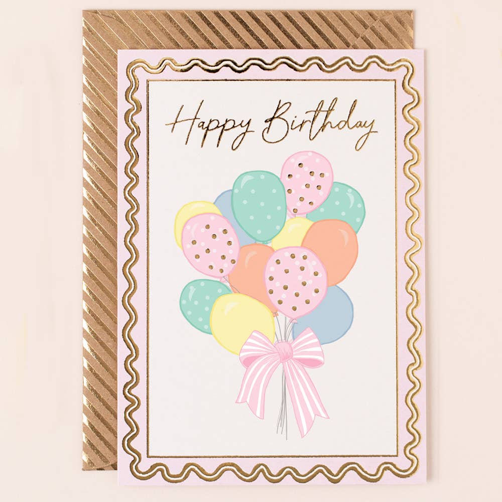 Birthday Card Balloons with Bow