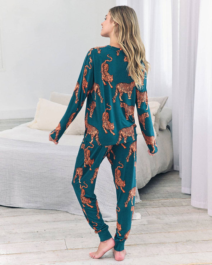 Tiger Print Long Pyjama Set: UK 6 by