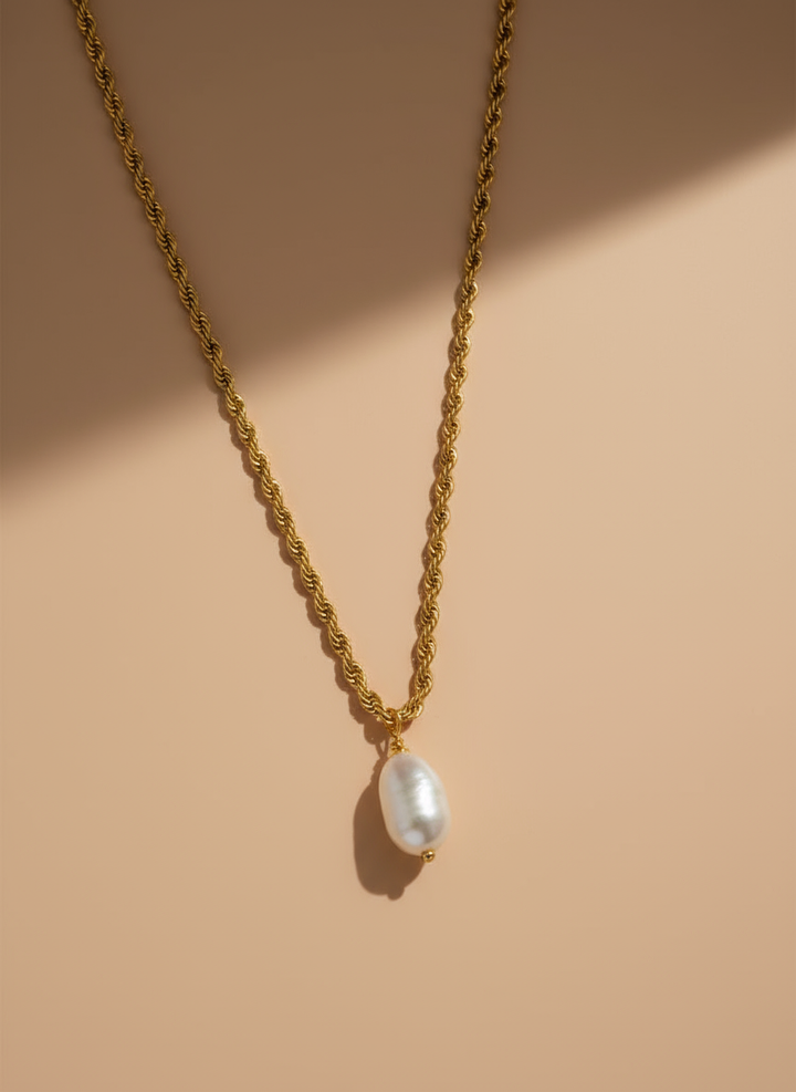 Pearl Rope Necklace Gold Plated PVD Waterproof Chain Jewelry