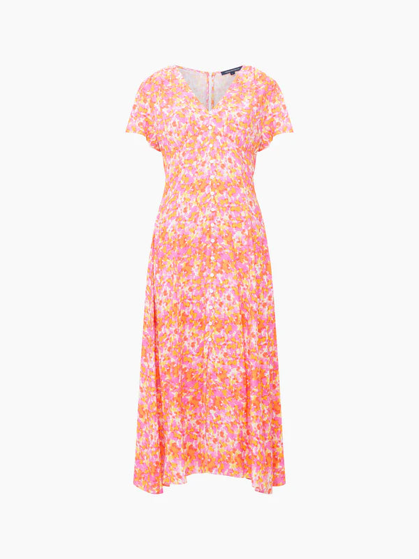 French Connection Cass Eco Delphine Persimmon Watercolour Dress