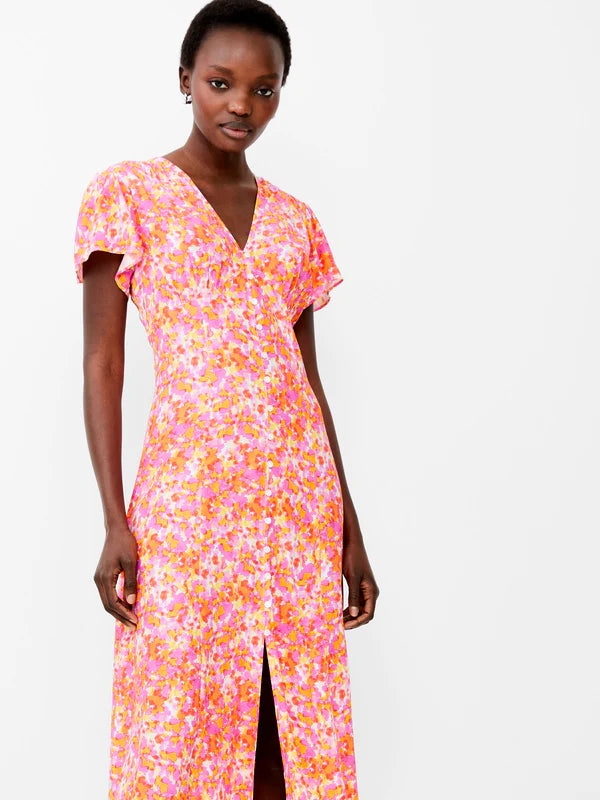 French Connection Cass Eco Delphine Persimmon Watercolour Dress
