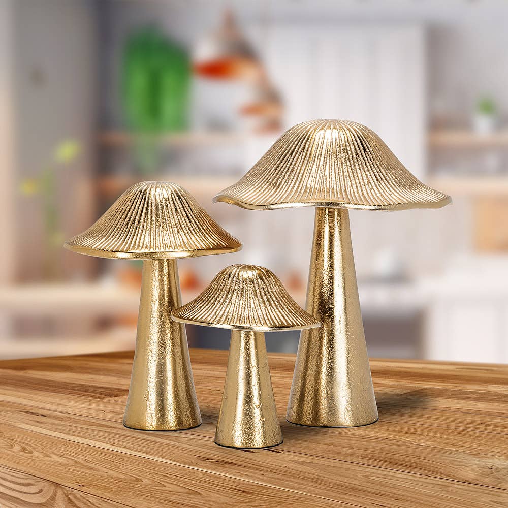 Ribbed Mushroom - Gold: Small (4"H)