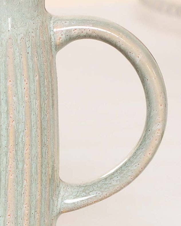 Small Ribbed Blue Pitcher Jug Vase