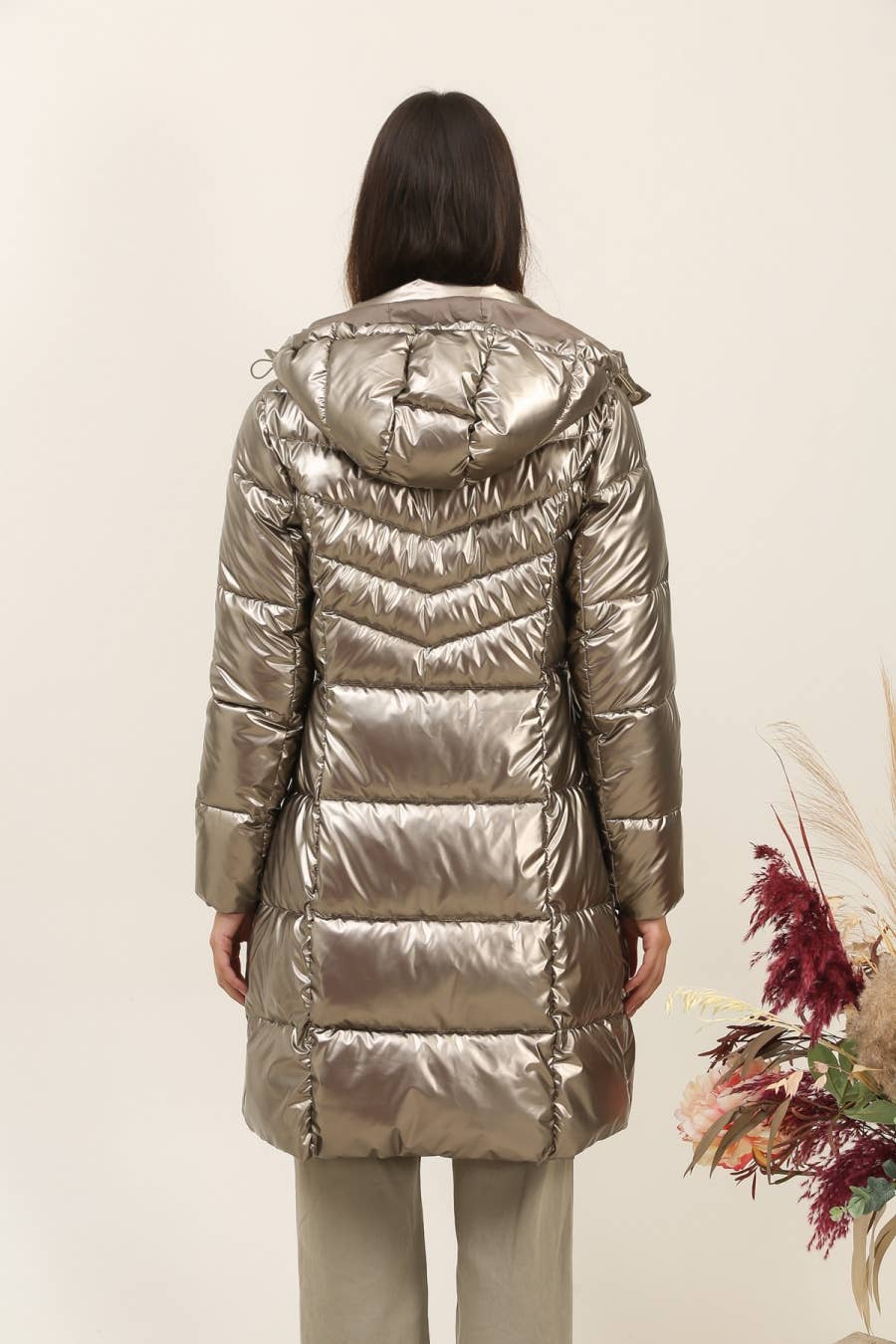 Priya Mid Length Puff Jacket Gold