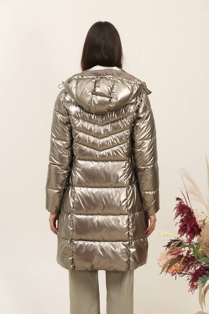 Priya Mid Length Puff Jacket Gold