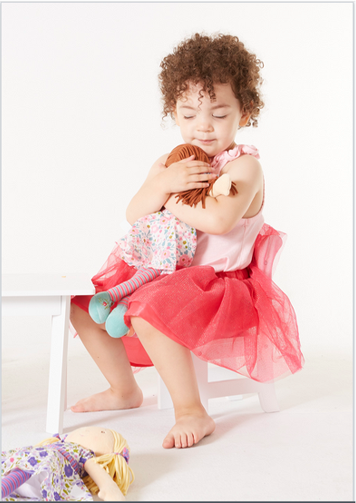 Tikiri Fabric Baby Doll – Katy with Pink &amp; Sea Green Dress