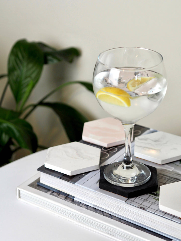 Concrete Hexagon Coasters | Decorative Coasters |: Solid White