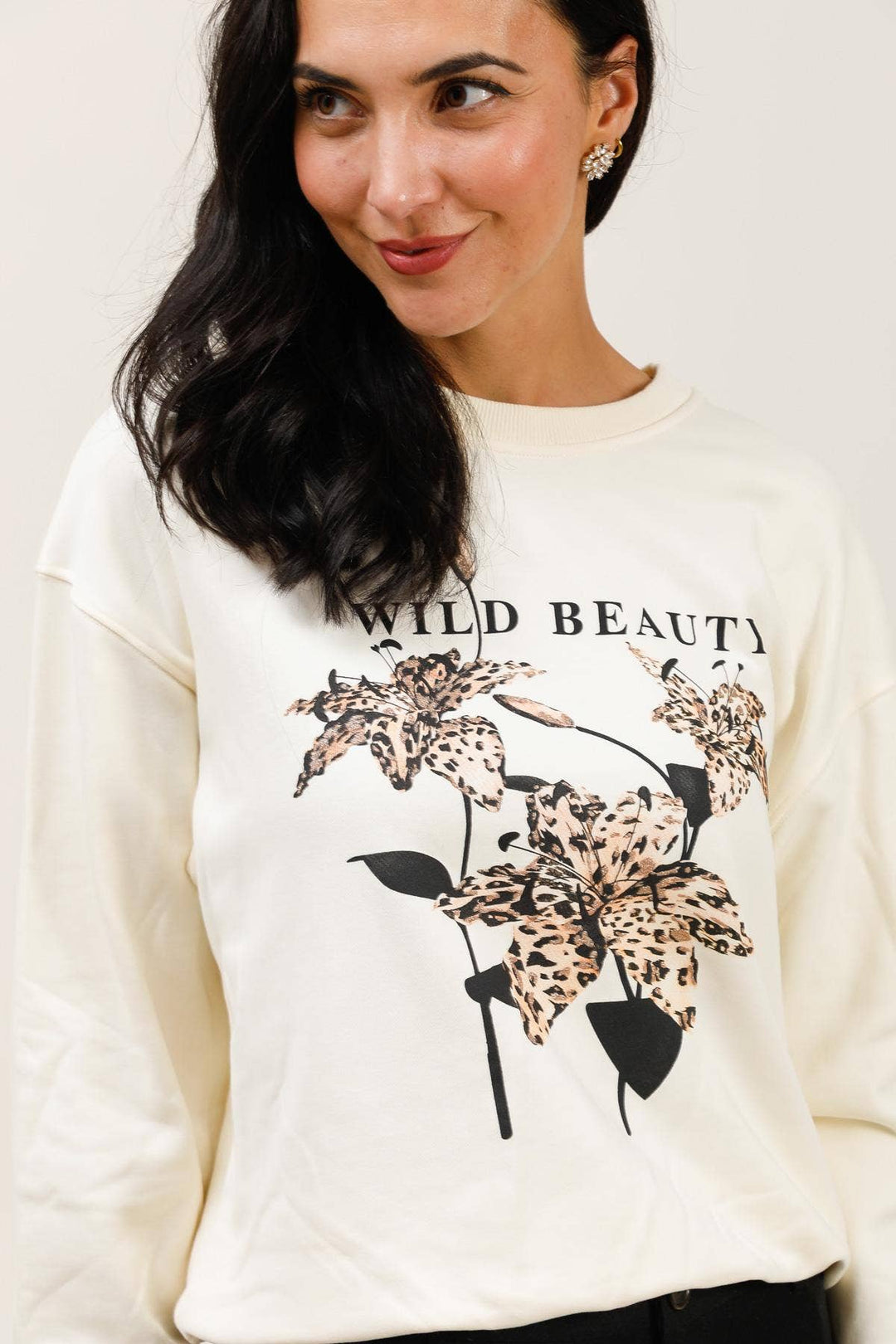 Wild Beauty Crew Neck Sweatshirt White