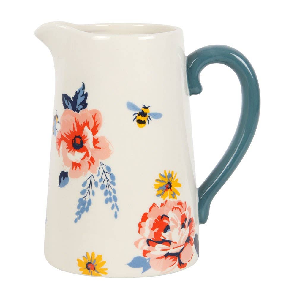 Bee-utiful Floral Ceramic Spring Flower Jug