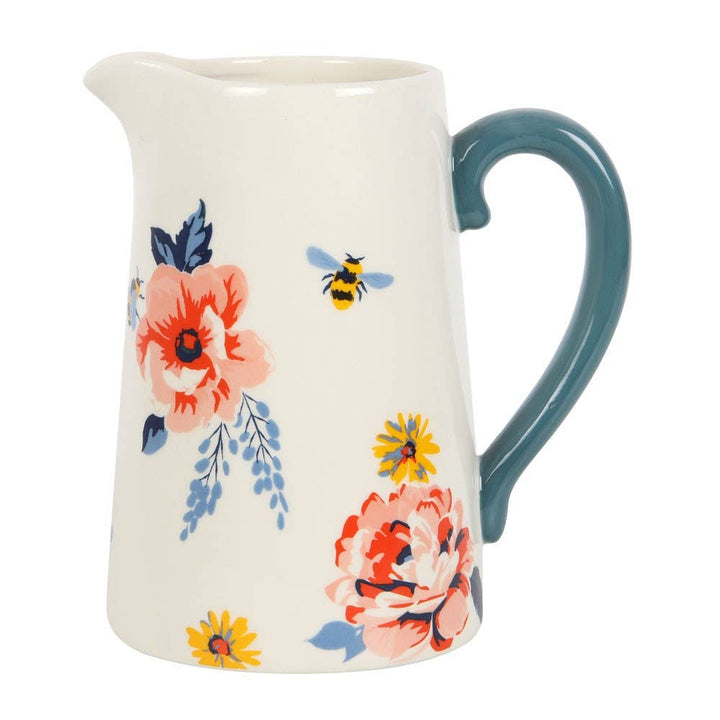 Bee-utiful Floral Ceramic Spring Flower Jug