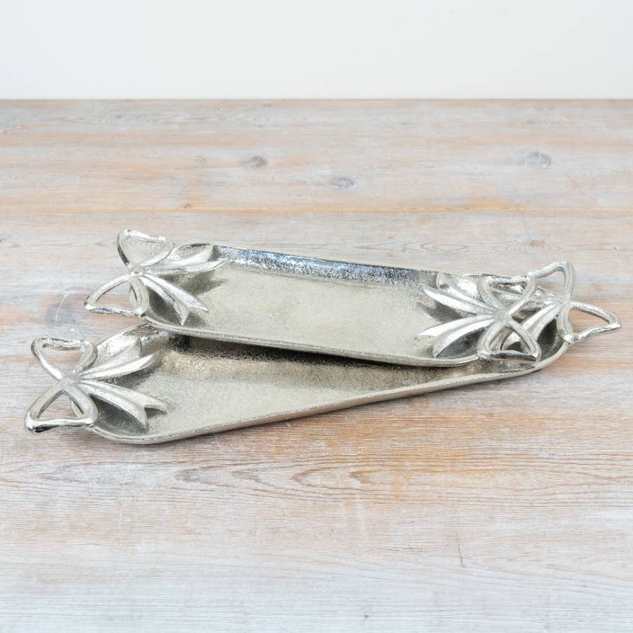 Silver Bow Aluminium Candle Tray, 45cm
