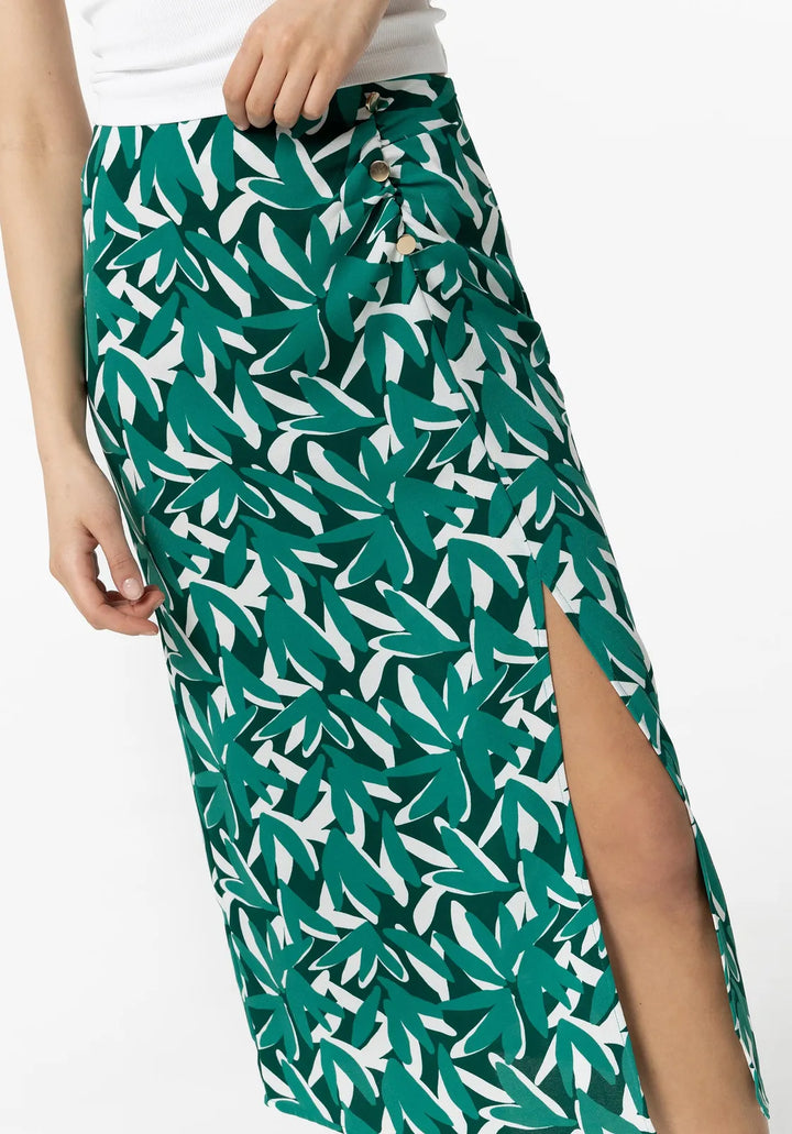 Tiffosi Gal Green & White Print Skirt