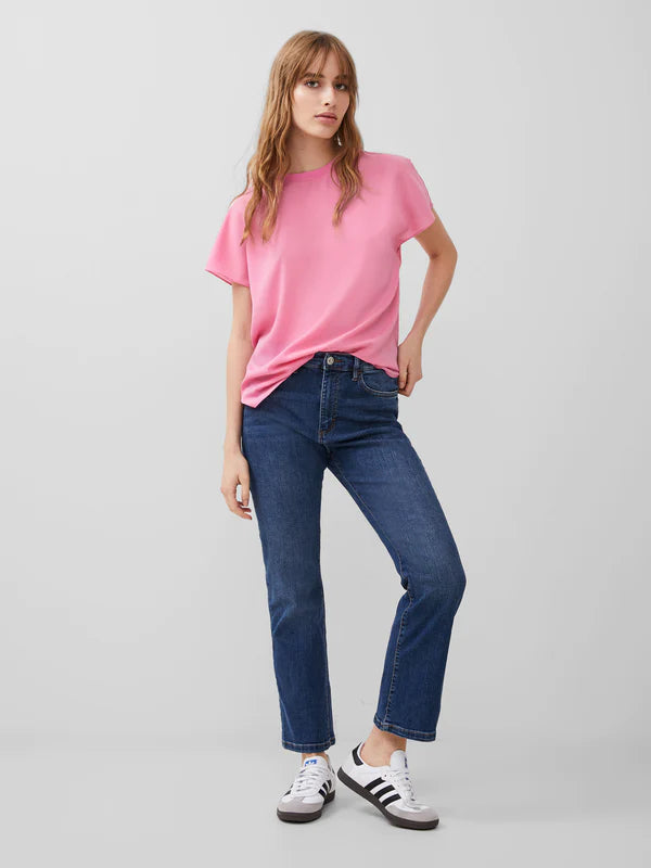 French Connection Aurora Pink Crepe Crew Neck Top