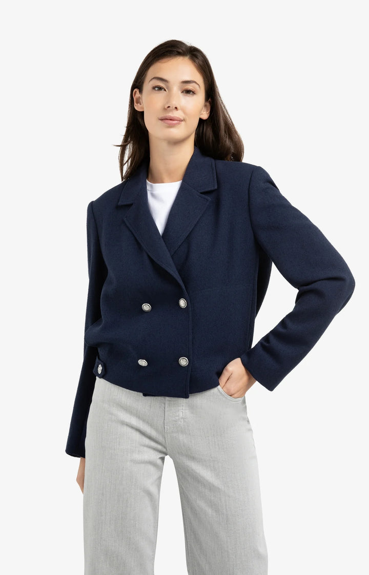 Yaya Navy Short Double Breasted Blazer