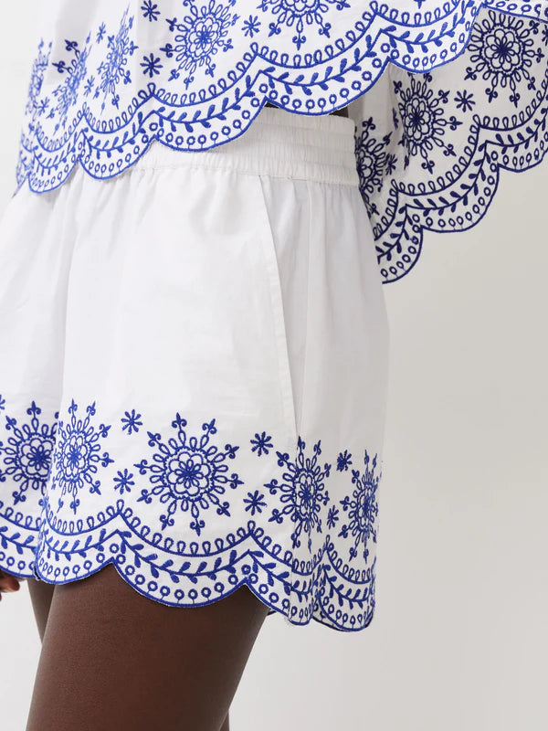 French Connection Alissa White Embroidered Shorts