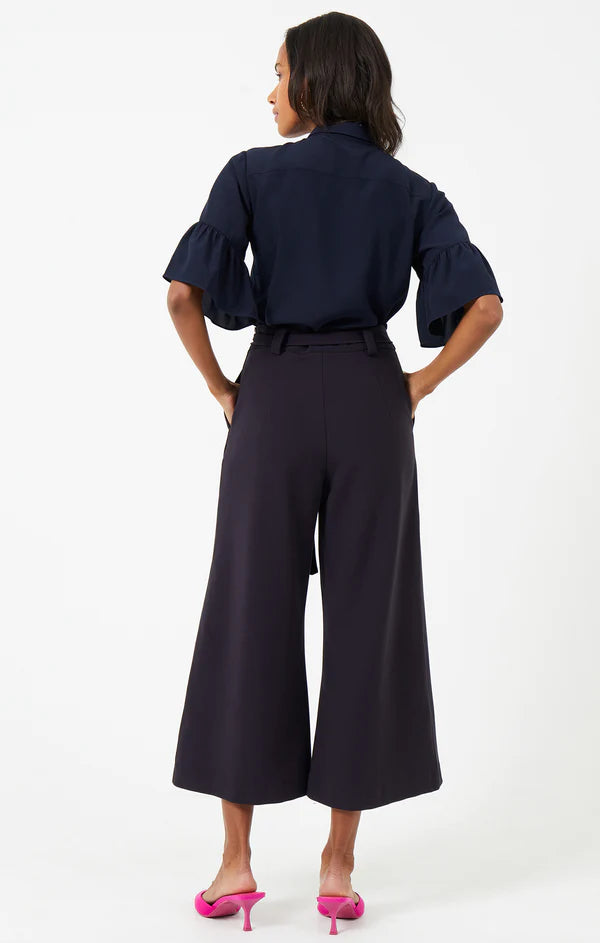 French Connection Whisper Navy Blue Belted Culottes